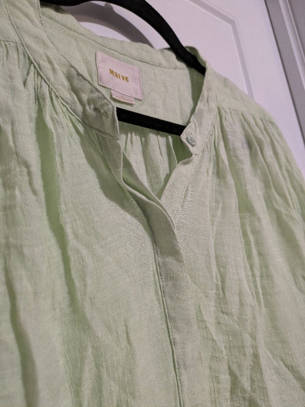 Maeve (Anthropologie) Pastel Green Long Sleeved Sheer Cozy Relaxed Blouse (XL) - Picture 2 of 6